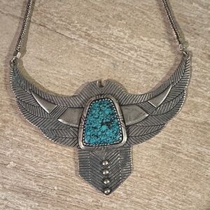 Spell Silver Necklace with Turquoise thunderstruck necklace preowned as is